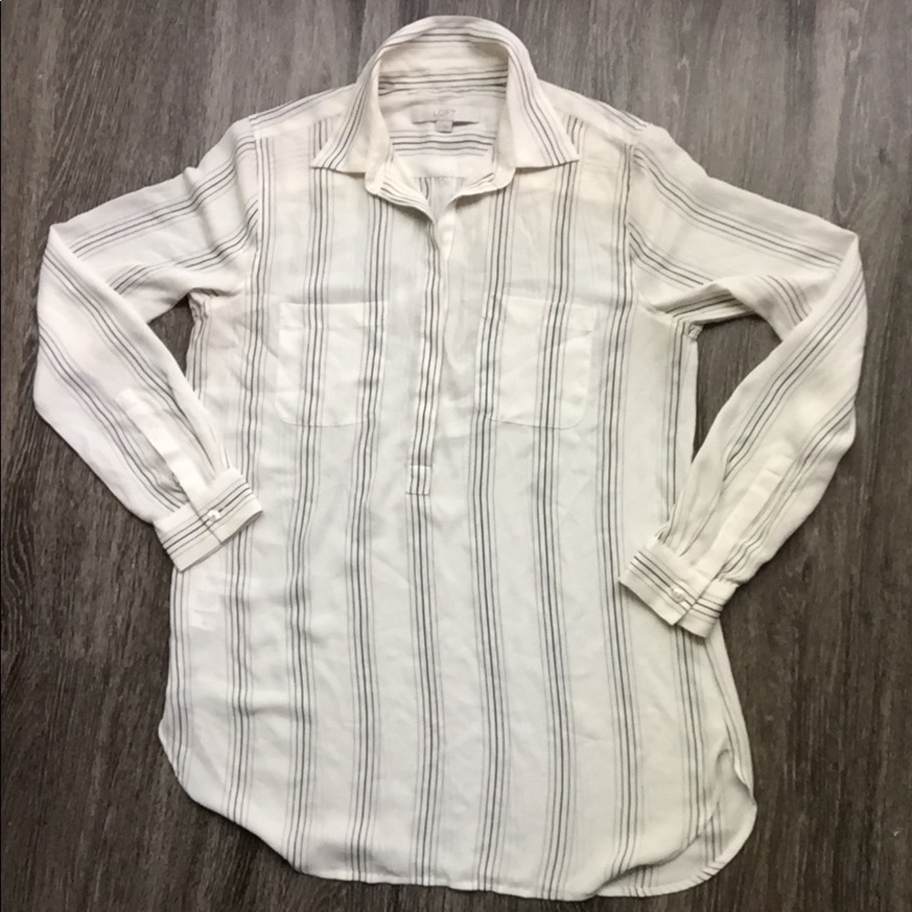 LOFT euc half button down sheer tunic size s